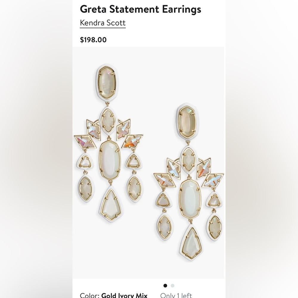 Kendra Scott Luxury Greta Gold Tone Ivory Iridescent Chandelier Earrings $198 - Picture 5 of 16
